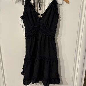 Black Ruffled Sleeveless Dress